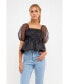 Фото #2 товара Women's Solid Organza Baby Doll Top