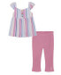 ფოტო #1 პროდუქტის Toddler Girls Woven Striped Empire Tunic and Ribbed Capri Leggings, 2 Piece Set