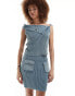 Фото #2 товара Reclaimed vintage knitted bardot in acid wash co-ord in blue