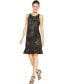 Alfani Women's Lace Overlay Ruffled Sheath Dress Black M