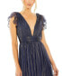 ფოტო #2 პროდუქტის Women's Ieena Ruched Top Flutter Sleeve Deep V Gown