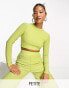 Фото #1 товара Collective the Label Petite open back metallic knit top co-ord in olive