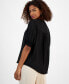 Women's Split-Neck Smocked-Sleeve Top