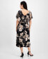 ფოტო #2 პროდუქტის Petite V-Neck Floral Cape Midi Dress