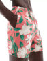 Hollister 5inch floral print swim shorts in red