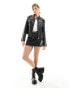 Bershka faux leather motorcross jacket in black