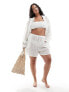 Esmee Curve stripe beach short co-ord in white