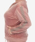 ფოტო #3 პროდუქტის Plus Size Faux Leather Stripe Velour 2 Piece Tracksuit Set