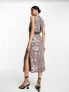 Фото #4 товара ASOS DESIGN floral geo embellished maxi dress with cold shoulder detail in mauve