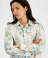 Фото #3 товара Men's Lula Regular-Fit Leaf-Print Button-Down Linen Shirt, Created for Macy's