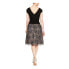 SLNY Women's Embellished Sheer Zippered Floral Fit Flare Dress Black 14