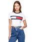 ფოტო #1 პროდუქტის Women's Cotton Cropped Flag-Logo T-Shirt