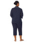 ფოტო #2 პროდუქტის Plus Size Button-Front Top and Pants Pajama Set