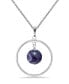 ფოტო #1 პროდუქტის Silver Plated Multi Genuine Stone Circle Pendant Necklace