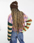 Kickers relaxed knitted rugby jumper in mix stripe