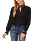 Фото #1 товара Women's Contrast Stitch Blouson Sleeve Pleated Front Top