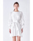 Фото #2 товара Women's Cinched Puff Sleeve Belted Dress