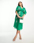 Фото #4 товара Hope & Ivy Maternity plunge front embroidered midi dress in green