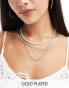 Фото #1 товара Orelia gold plated turq & pearl 3 row necklace in turquoise