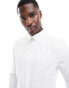 ASOS DESIGN slim shirt with collar bar detail in white