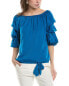 Фото #1 товара Vince Camuto Off-Shoulder Rumple Blouse Women's Blue M