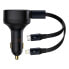 Фото #1 товара Ładowarka samochodowa 2w1 USB-C + iPhone Lightning zwijany przewód 75cm 30W - czarny