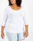 Plus Size V-Neck Top Белый, 1X - фото #1