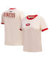ფოტო #1 პროდუქტის Women's Cream Distressed San Francisco 49ers Retro Classic Ringer T-shirt