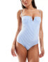 Фото #1 товара & Other Stories v-shape gingham swimsuit in blue