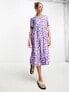 Фото #1 товара Monki midi shirt dress in lilac floral