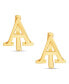 Фото #9 товара Gold-Tone Letter "A" Initial Huggie Hoop Earring