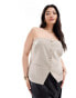 4th & Reckless Plus bandeau gold button detail top in beige Бежевый, 52 - фото #1