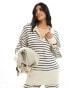 Фото #2 товара Pretty Lavish striped oversized jumper co-ord in cream and navy