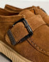 ASRA Fabek moc toe buckle strap shoes in tan suede