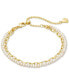 ფოტო #1 პროდუქტის 14k Gold-Plated Chain Link & Cultured Freshwater Pearl Double-Row Slider Bracelet