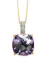 Фото #1 товара Macy's pink Amethyst (6-1/10 ct. t.w.) & Diamond (1/20 ct. t.w.) 18" Pendant Necklace in 14k Rose Gold