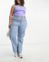 Фото #2 товара Yours wide leg cargo jean in mid blue