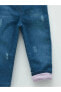 Фото #3 товара Kız Bebek Basic Slim Fit Astarlı Beli Lastikli Kot Pantolon