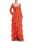 Badgley Mischka Ruffle Gown Women's Orange 0