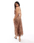 Фото #4 товара Miss Selfridge cowl neck maxi dress in leopard print