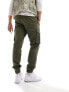 Jack & Jones tapered cuffed cargo in dark green Зеленый, XS - фото #5