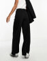 ASOS DESIGN Petite wide leg tailored jersey suit trouser in black