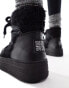 Steve Madden – Haddy – Schneestiefel in Schwarz mit Teddystoff