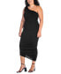 Фото #4 товара Plus Size One Shoulder Ruched Bodycon Dress