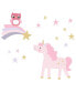 Rainbow Unicorn with Owl and Stars Pink/Gold Wall Decals