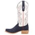 Фото #3 товара R. Watson Boots Midnight Blue Rough Out Embroidered Square Toe Cowboy Womens Si