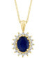 Фото #3 товара Royalty Inspired by EFFY® Sapphire (1-9/10 ct. t.w.) and Diamond (3/8 ct. t.w.) Oval Pendant in 14k White Gold and 14k Yellow Gold, Created for Macy's (Also available in Emerald)