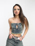 Фото #1 товара Stradivarius STR denim bandeau top in washed blue