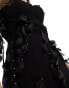 Heiress Beverly Hills premium linen corset petal detail mini dress in black