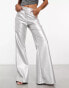 Amy Lynn matte Lupe wide leg trouser in silver